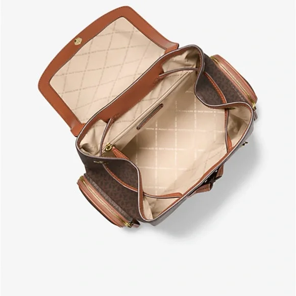 Michael Kors Leather Backpack in Brown and Tan backpack inside unopened box.